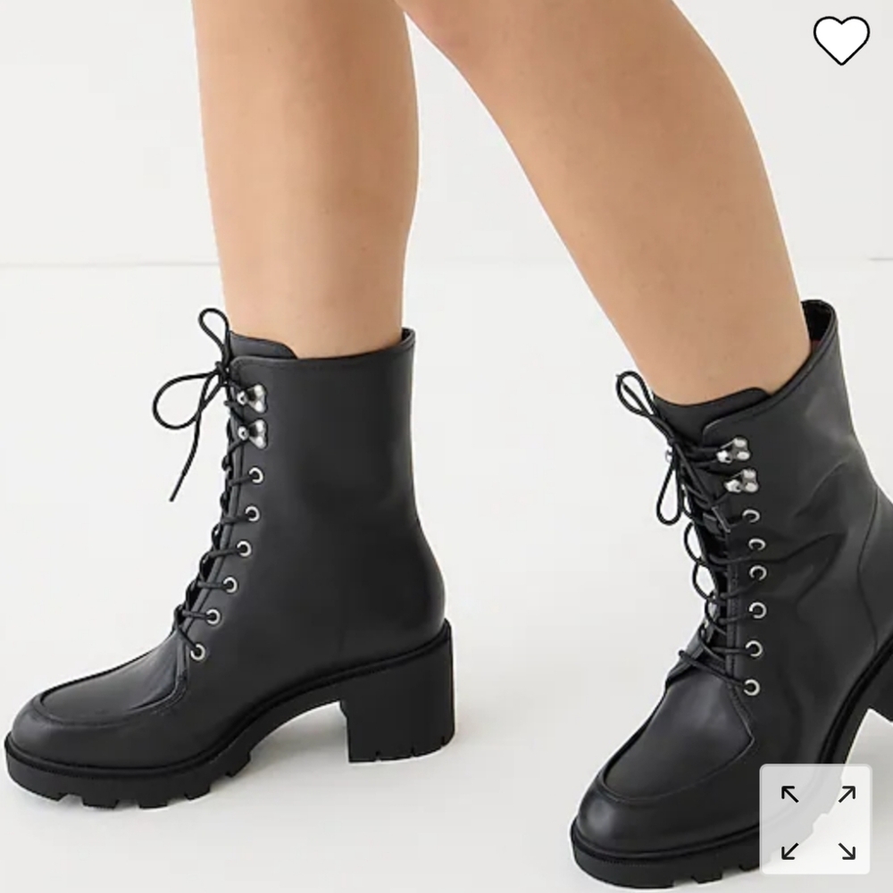 J. Crew Black Lace-Up Leather Combat Boots